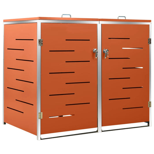 Double Wheelie Bin Shed 138x77.5x112.5 cm Stainless Steel Double Wheelie Bin Shed 138x77.5x112.5 cm Stainless Steel