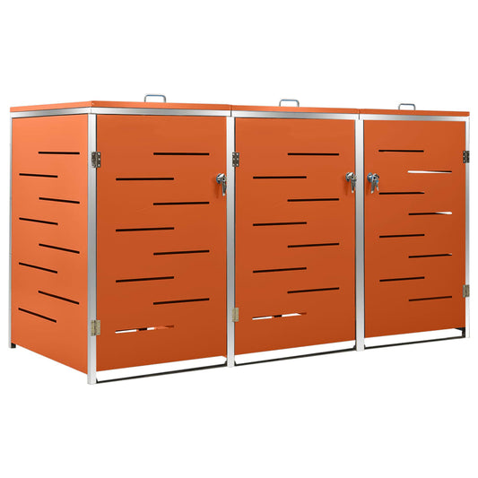 Triple Wheelie Bin Shed 207x77.5x112.5 cm Stainless Steel Triple Wheelie Bin Shed 207x77.5x112.5 cm Stainless Steel