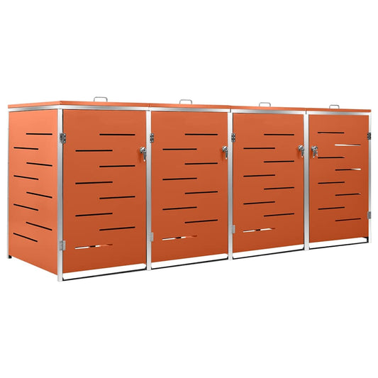 Quadruple Wheelie Bin Shed 276.5x77.5x115 cm Stainless Steel Quadruple Wheelie Bin Shed 276.5x77.5x115 cm Stainless Steel