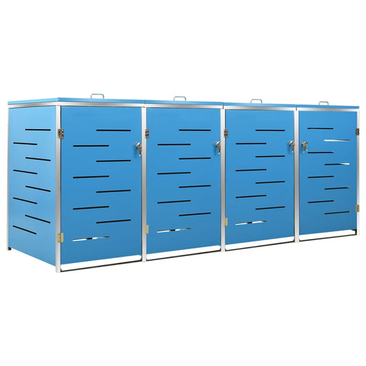 Quadruple Wheelie Bin Shed 276.5x77.5x112.5 cm Stainless Steel Quadruple Wheelie Bin Shed 276.5x77.5x112.5 cm Stainless Steel