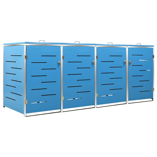 Quadruple Wheelie Bin Shed 276.5x77.5x115 cm Stainless Steel Quadruple Wheelie Bin Shed 276.5x77.5x115 cm Stainless Steel