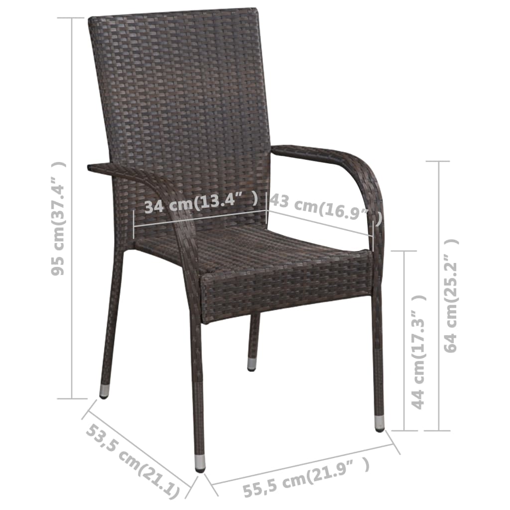 Dining Set | Brown | Solid Acacia Wood | Medium | Stackable | Dining Set