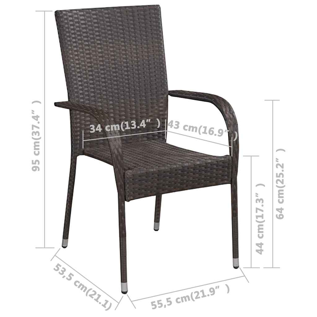 Dining Set | Brown | Solid Acacia wood, PE Rattan, Powder-Coated Steel