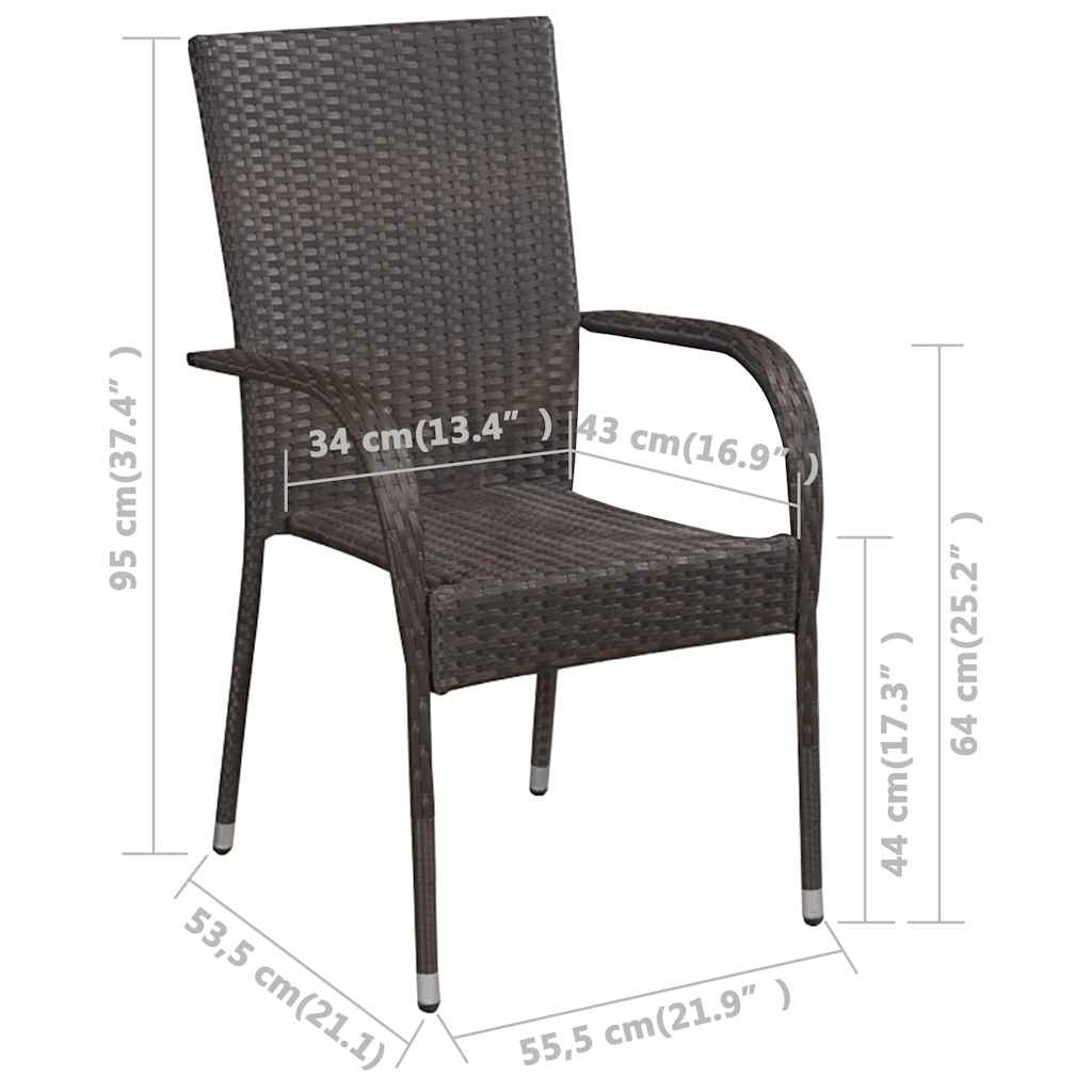 Dining Set | Brown | Solid acacia wood, PE rattan, powder-coated steel