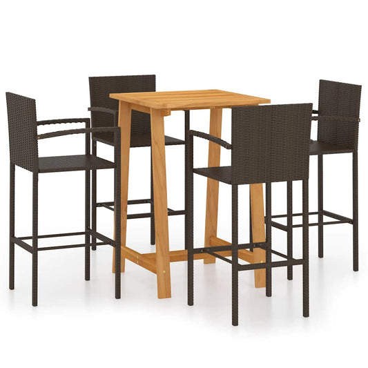 5 Piece Garden Bar Set Brown 5 Piece Garden Bar Set Brown