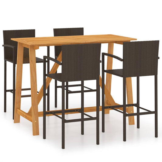 5 Piece Garden Bar Set Brown 5 Piece Garden Bar Set Brown
