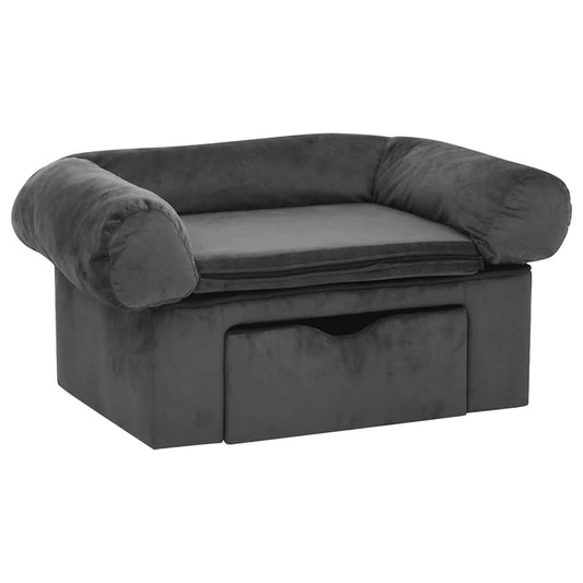 Dog Sofa with Drawer Dark Grey 75x50x38 cm Plush Dog Sofa with Drawer Dark Grey 75x50x38 cm Plush
