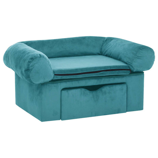 Dog Sofa with Storage Turquoise 75 x 50 x 38cm Plush Dog Sofa with Storage Turquoise 75 x 50 x 38cm Plush