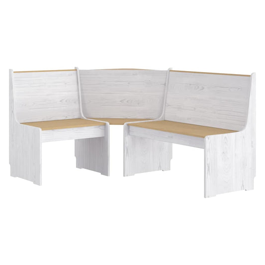 Corner Bench "REINE" 151 cm Honey Brown&White Solid Wood Pine Corner Bench "REINE" 151 cm Honey Brown&White Solid Wood Pine