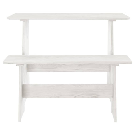 Dining Table with Bench "REINE" White Solid Wood Pine Dining Table with Bench "REINE" White Solid Wood Pine