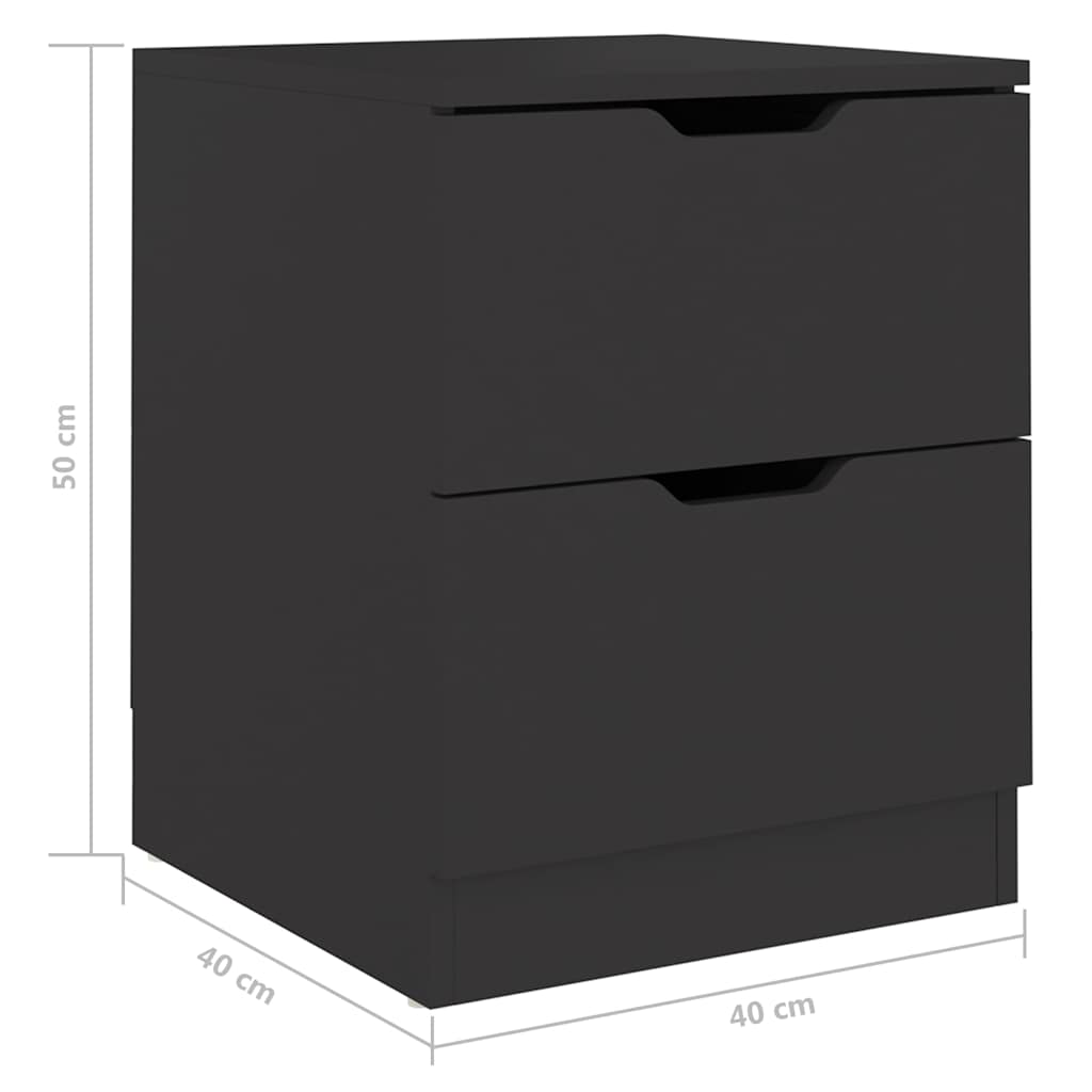 326726 vidaXL Bedside Cabinets 2 pcs Black 40x40x50 cm Engineered Wood
