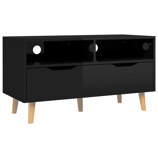 TV Cabinet High Gloss Black 90x40x48.5 cm Engineered Wood TV Cabinet High Gloss Black 90x40x48.5 cm Engineered Wood