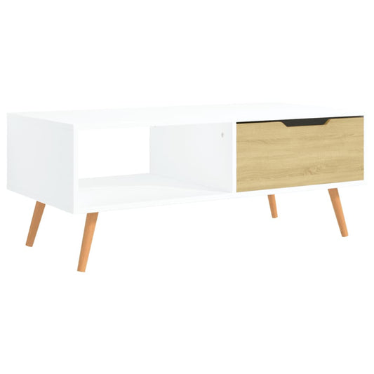 Coffee Table White and Sonoma Oak 100x49.5x43 cm Engineered Wood Coffee Table White and Sonoma Oak 100x49.5x43 cm Engineered Wood