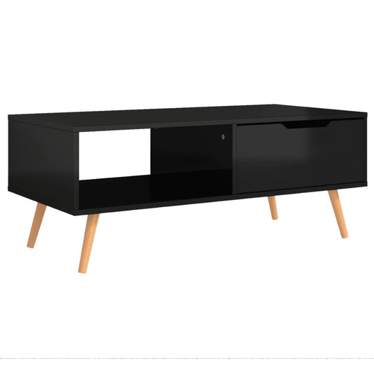 Coffee Table High Gloss Black 100x49.5x43 cm Engineered Wood Coffee Table High Gloss Black 100x49.5x43 cm Engineered Wood