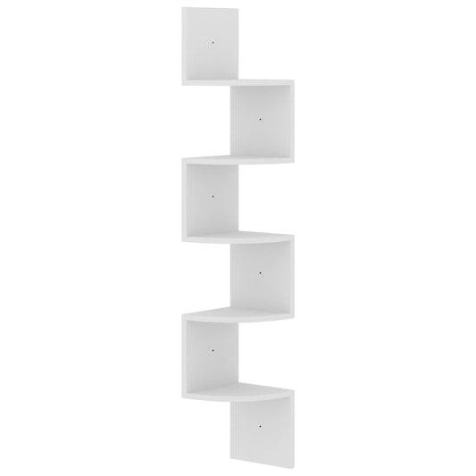Wall Corner Shelf White 19x19x123 cm Engineered Wood Wall Corner Shelf White 19x19x123 cm Engineered Wood