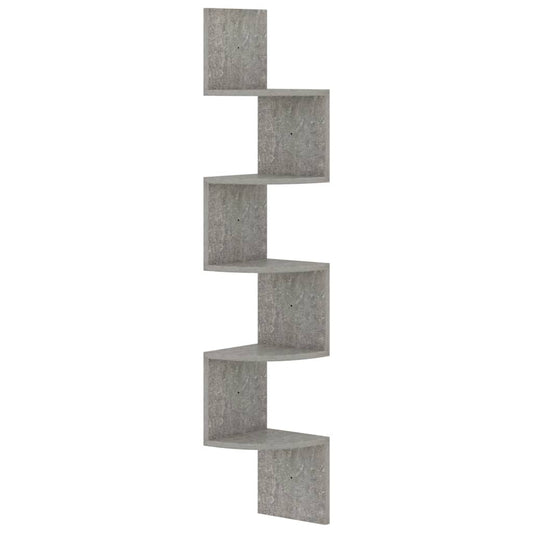 Wall Corner Shelf Concrete Grey 19x19x123 cm Engineered Wood Wall Corner Shelf Concrete Grey 19x19x123 cm Engineered Wood