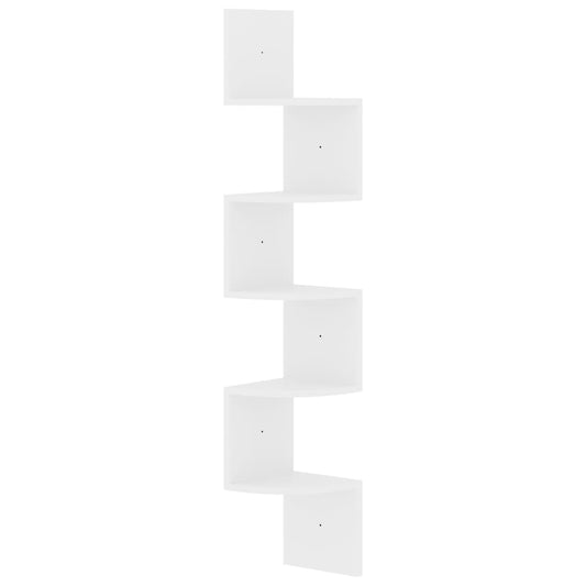 Wall Corner Shelf High Gloss White 19x19x123 cm Engineered Wood Wall Corner Shelf High Gloss White 19x19x123 cm Engineered Wood