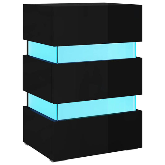 LED Bedside Cabinet High Gloss Black 45x35x67 cm Engineered Wood LED Bedside Cabinet High Gloss Black 45x35x67 cm Engineered Wood