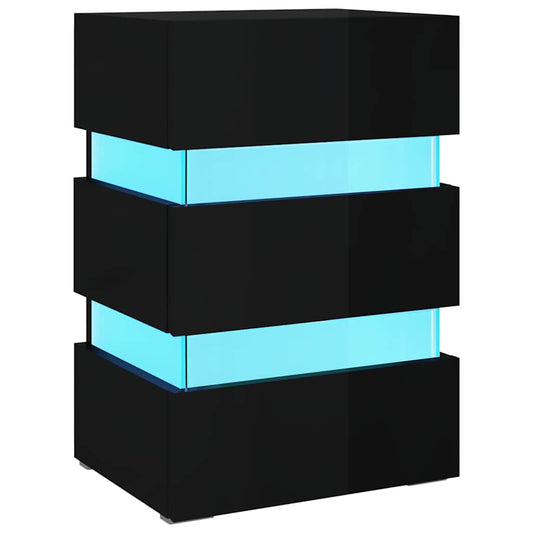 LED Bedside Cabinet High Gloss Black 45x35x67cm Engineered Wood LED Bedside Cabinet High Gloss Black 45x35x67cm Engineered Wood
