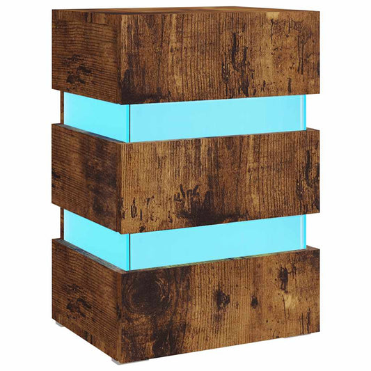 LED Bedside Cabinet Smoked Oak 45x35x67 cm Engineered Wood LED Bedside Cabinet Smoked Oak 45x35x67 cm Engineered Wood