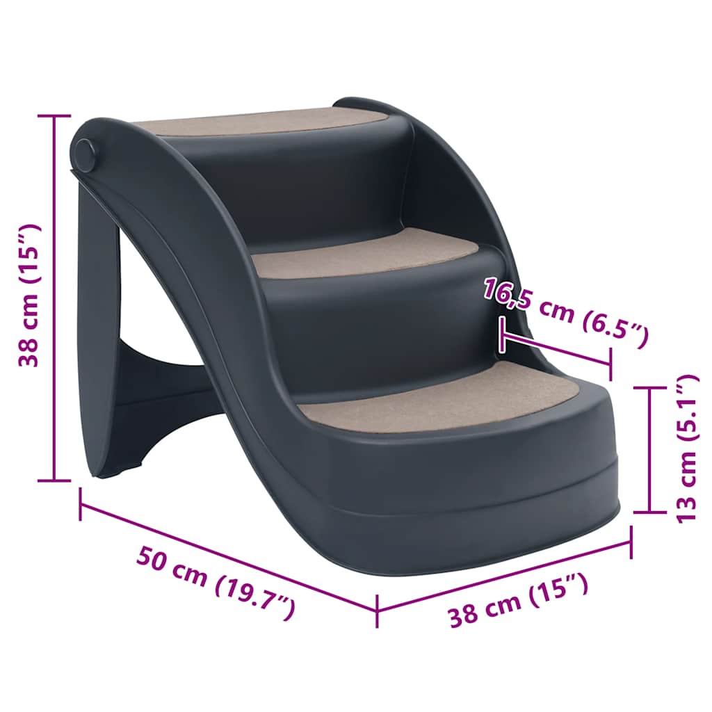 Dog Stair | Dark grey | PP (polypropylene), felt | Foldable | Dog Stairs