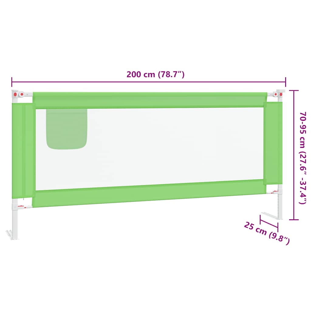Toddler Safety Bed Rail Green 200x25 cm Fabric