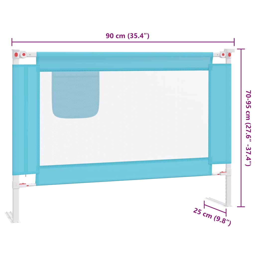 Toddler Safety Bed Rail Blue 90x25 cm Fabric