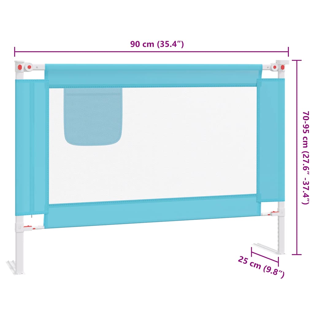 Toddler Safety Bed Rail Blue 90x25 cm Fabric