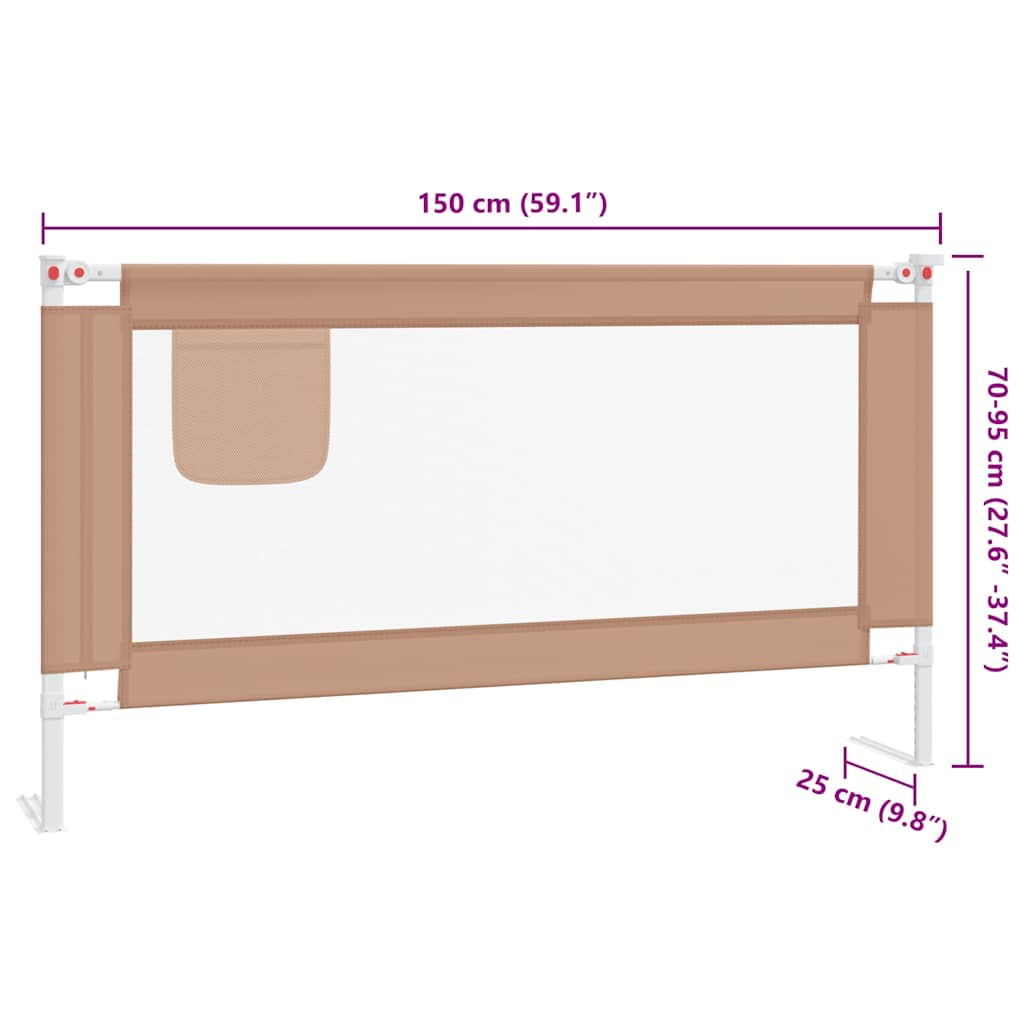 Toddler Safety Bed Rail Taupe 150x25 cm Fabric