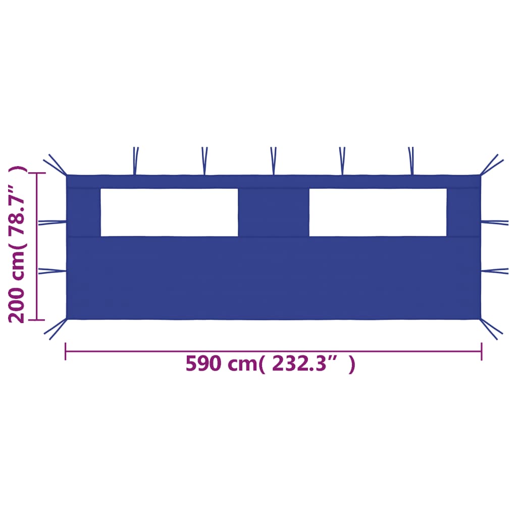 Gazebo Sidewall with Windows 6x2 m Blue
