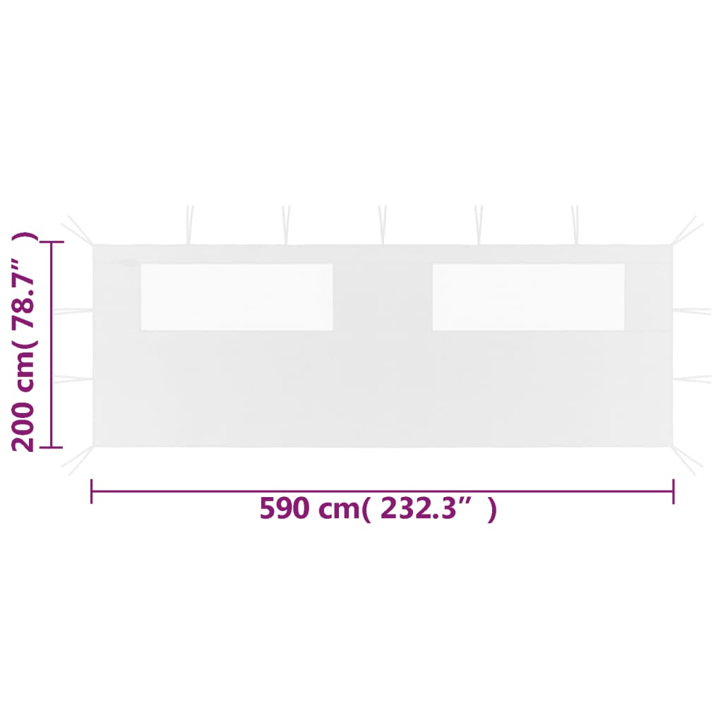 Gazebo Sidewall with Windows 6x2 m White