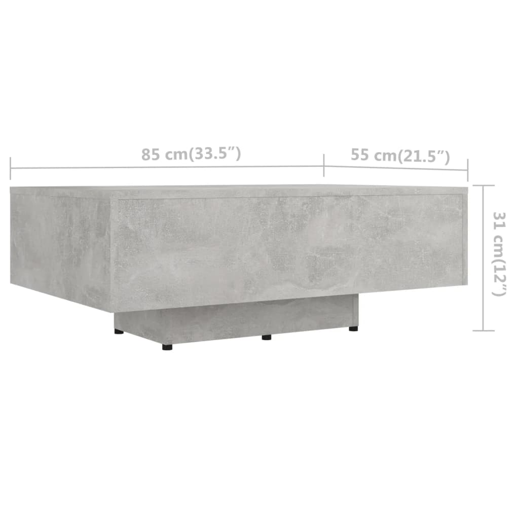 Coffee Table Concrete Grey 85x55x31 cm Engineered Wood