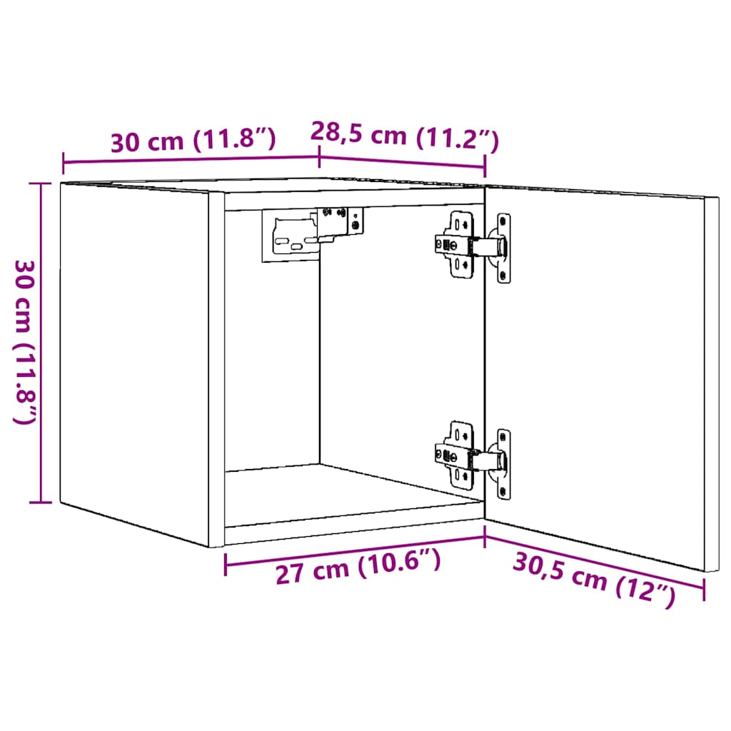 804492 vidaXL 4 Piece Wall-mounted TV Cabinet Set Sonoma Oak 30,5x30x30 cm