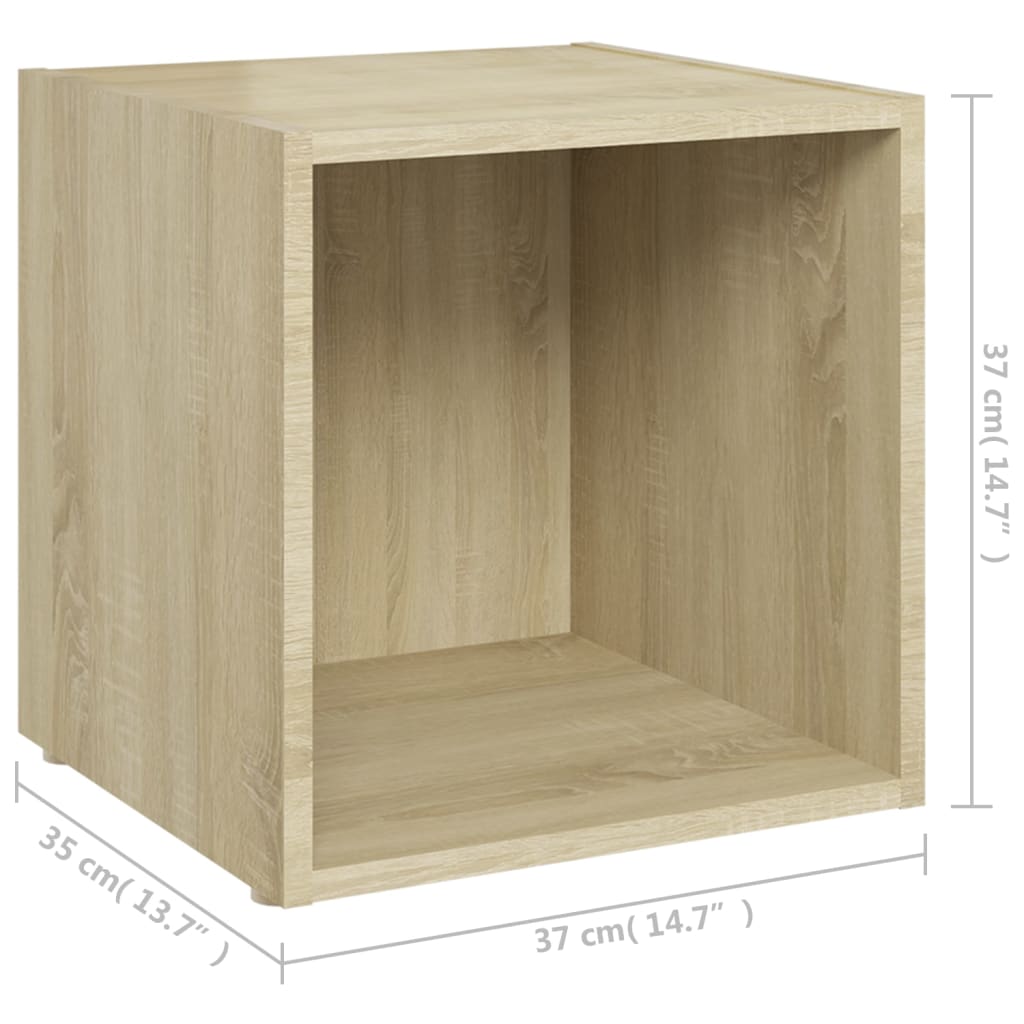 805508 vidaXL 2 Piece TV Cabinet Set Sonoma Oak 37x35x37 cm Engineered Wood