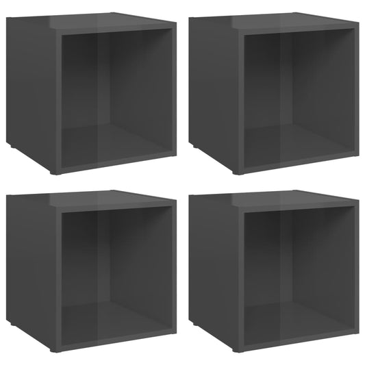 805524 vidaXL 4 Piece TV Cabinet Set High Gloss Grey 37x35x37 cm Engineered Wood 805524 vidaXL 4 Piece TV Cabinet Set High Gloss Grey 37x35x37 cm Engineered Wood