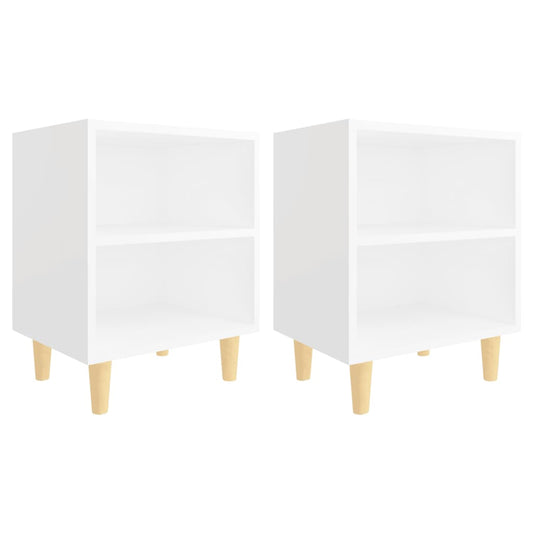 Bed Cabinets with Solid Wood Legs 2 pcs White 40x30x50 cm Bed Cabinets with Solid Wood Legs 2 pcs White 40x30x50 cm