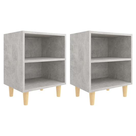 805788 vidaXL Bed Cabinets with Solid Wood Leg 2 pcs Concrete Grey 40x30x50cm 805788 vidaXL Bed Cabinets with Solid Wood Leg 2 pcs Concrete Grey 40x30x50cm