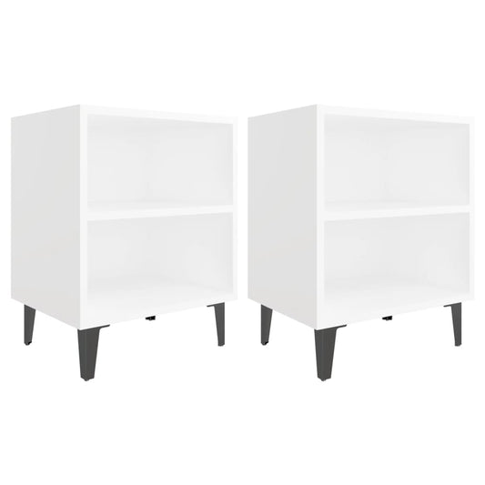 Bed Cabinets with Metal Legs 2 pcs White 40x30x50 cm Bed Cabinets with Metal Legs 2 pcs White 40x30x50 cm