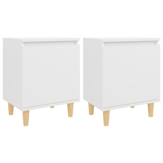 Bed Cabinets with Solid Wood Legs 2 pcs White 40x30x50 cm Bed Cabinets with Solid Wood Legs 2 pcs White 40x30x50 cm