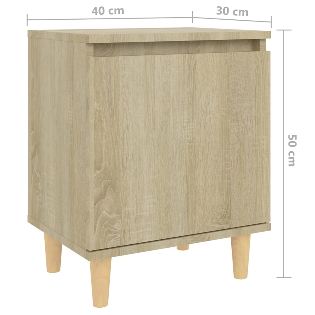 805821 vidaXL Bed Cabinet with Solid Wood Legs Sonoma Oak 40x30x50 cm