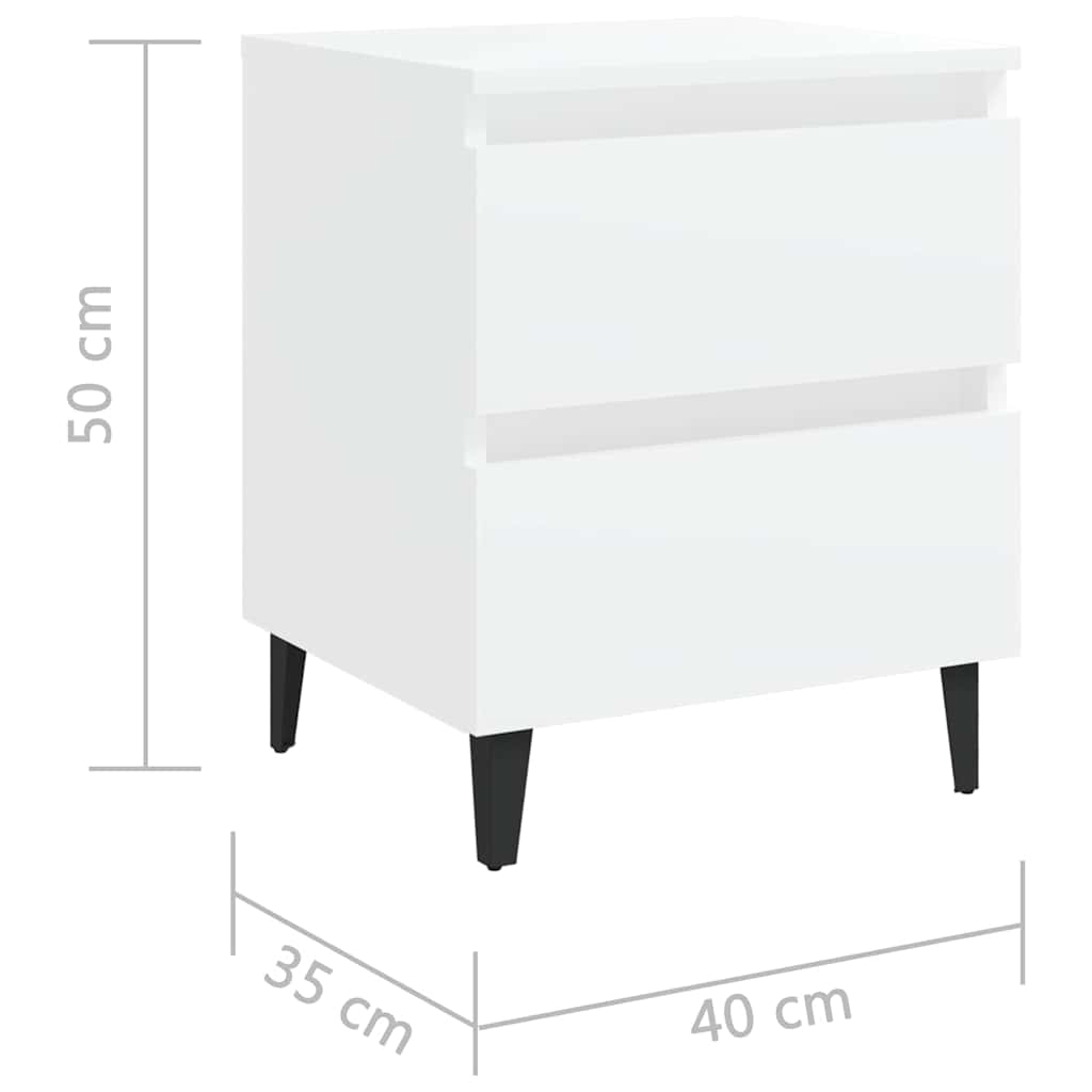 805870 vidaXL Bed Cabinets 2 pcs White 40x35x50 cm Engineered Wood