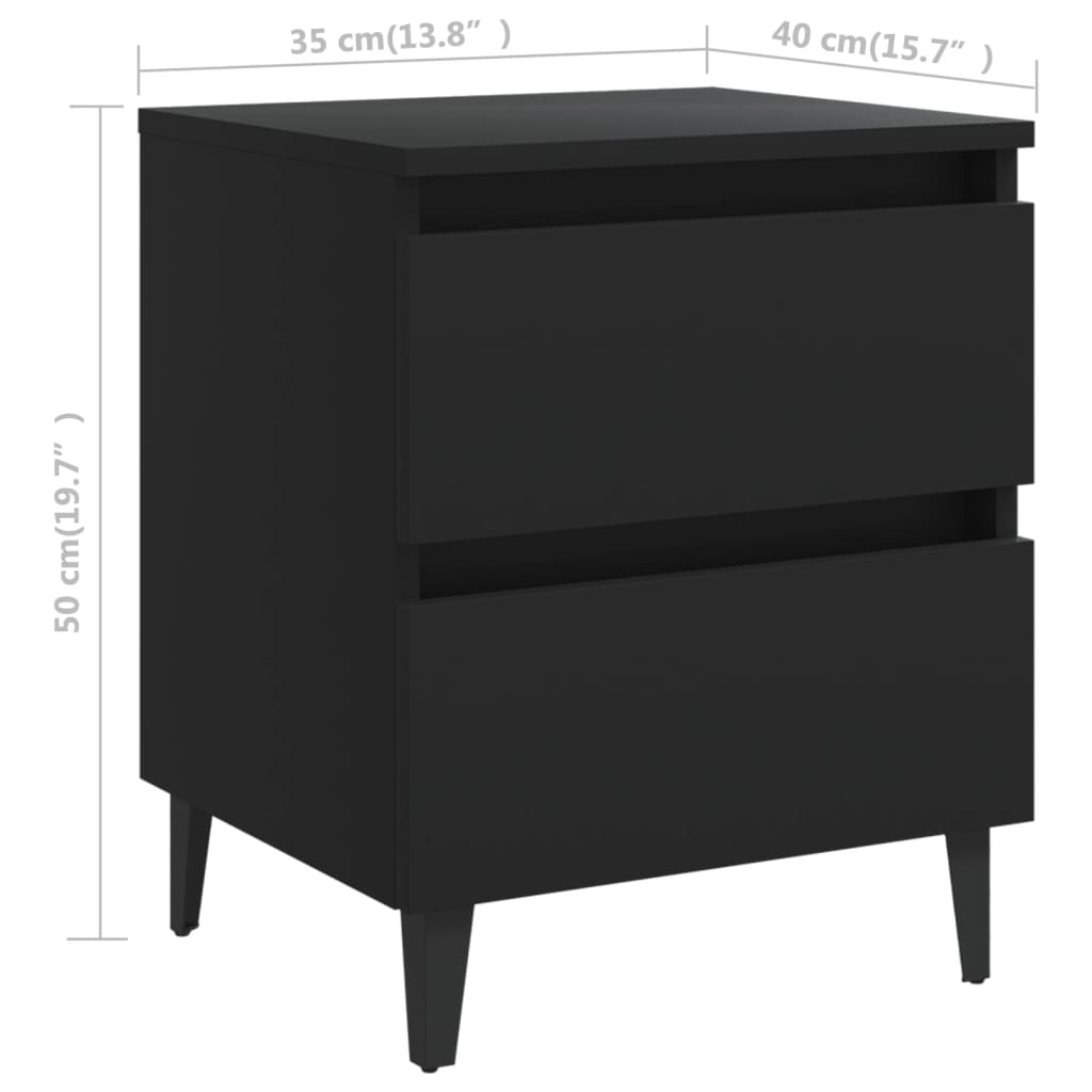 Bed Cabinet | Set of 2 | Black | Engineered wood | Bed Cabinet