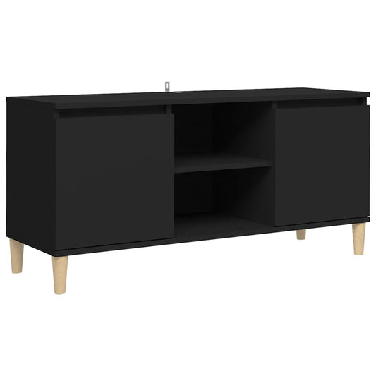 TV Cabinet with Solid Wood Legs Black 103.5x35x50 cm TV Cabinet with Solid Wood Legs Black 103.5x35x50 cm