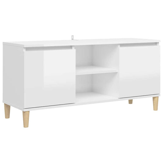805965 vidaXL TV Cabinet & Solid Wood Legs High Gloss White 103,5x35x50 cm 805965 vidaXL TV Cabinet & Solid Wood Legs High Gloss White 103,5x35x50 cm