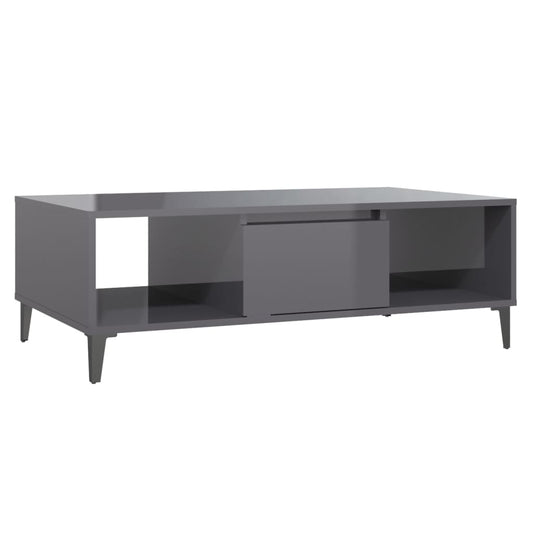 Coffee Table High Gloss Grey 103.5x60x35 cm Engineered Wood Coffee Table High Gloss Grey 103.5x60x35 cm Engineered Wood