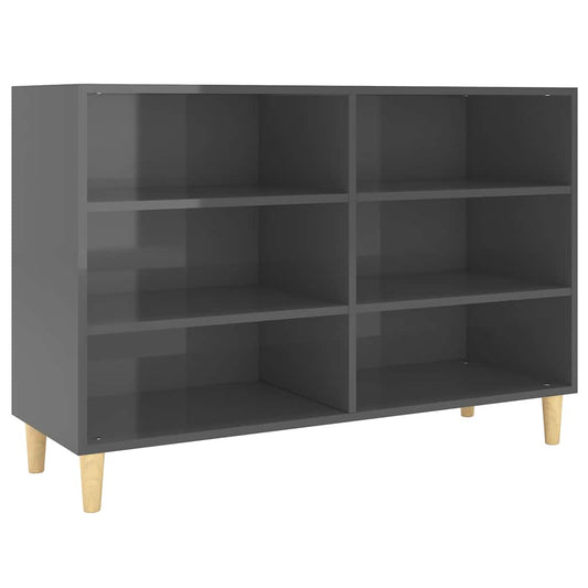 Sideboard High Gloss Grey 103.5x35x70 cm Engineered Wood Sideboard High Gloss Grey 103.5x35x70 cm Engineered Wood