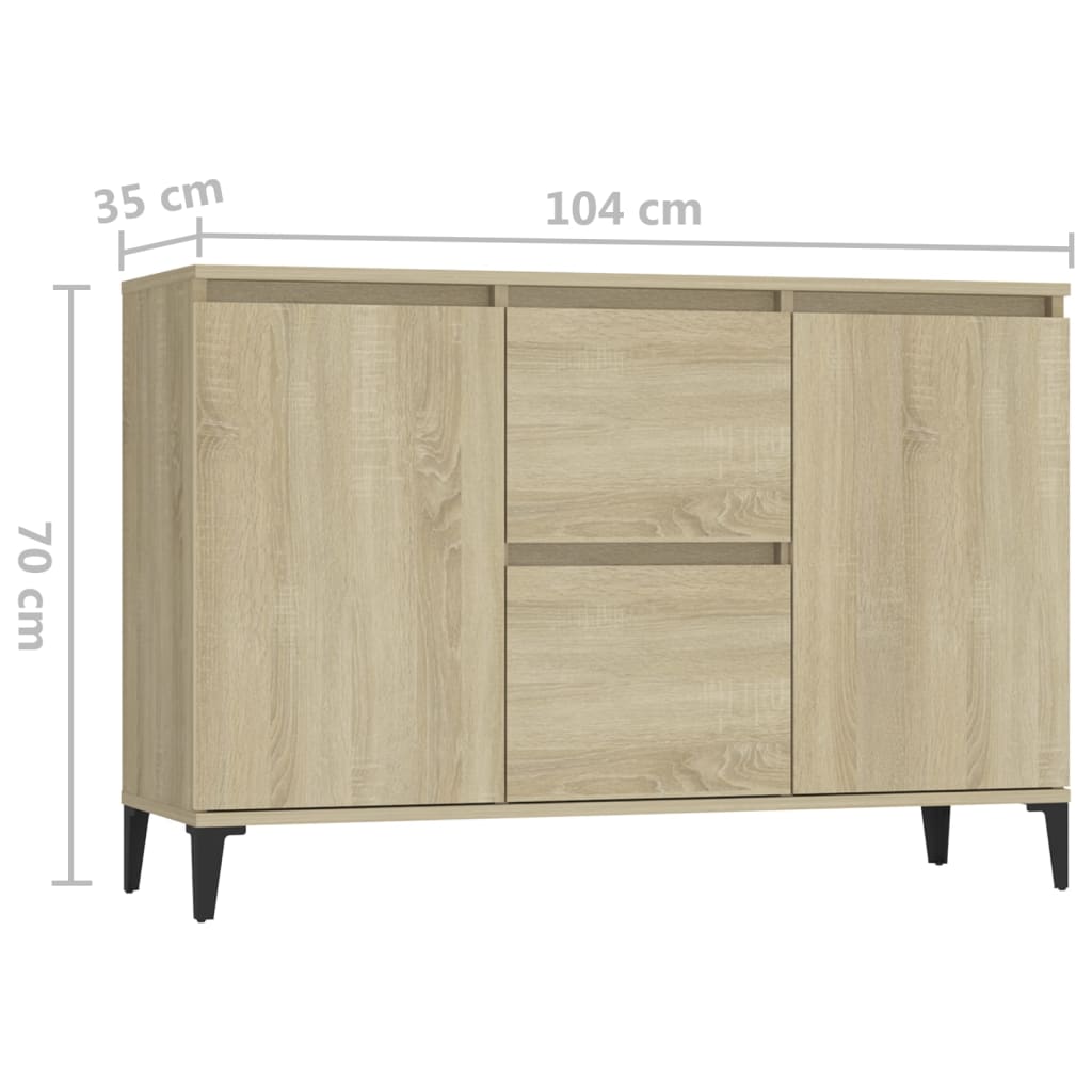 806115 vidaXL Sideboard Sonoma Oak 102x35x70 cm Engineered Wood