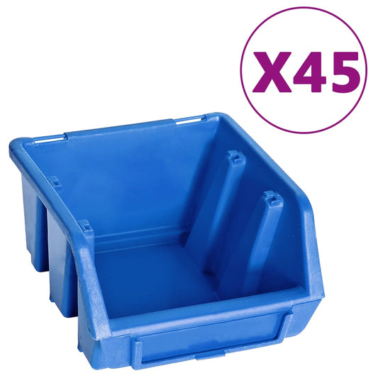 48 Piece Storage Bin Kit with Wall Panels Blue and Black 48 Piece Storage Bin Kit with Wall Panels Blue and Black
