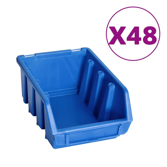 128 Piece Storage Bin Kit with Wall Panels Blue and Black 128 Piece Storage Bin Kit with Wall Panels Blue and Black