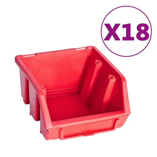 80 Piece Storage Bin Kit with Wall Panels Red and Black 80 Piece Storage Bin Kit with Wall Panels Red and Black